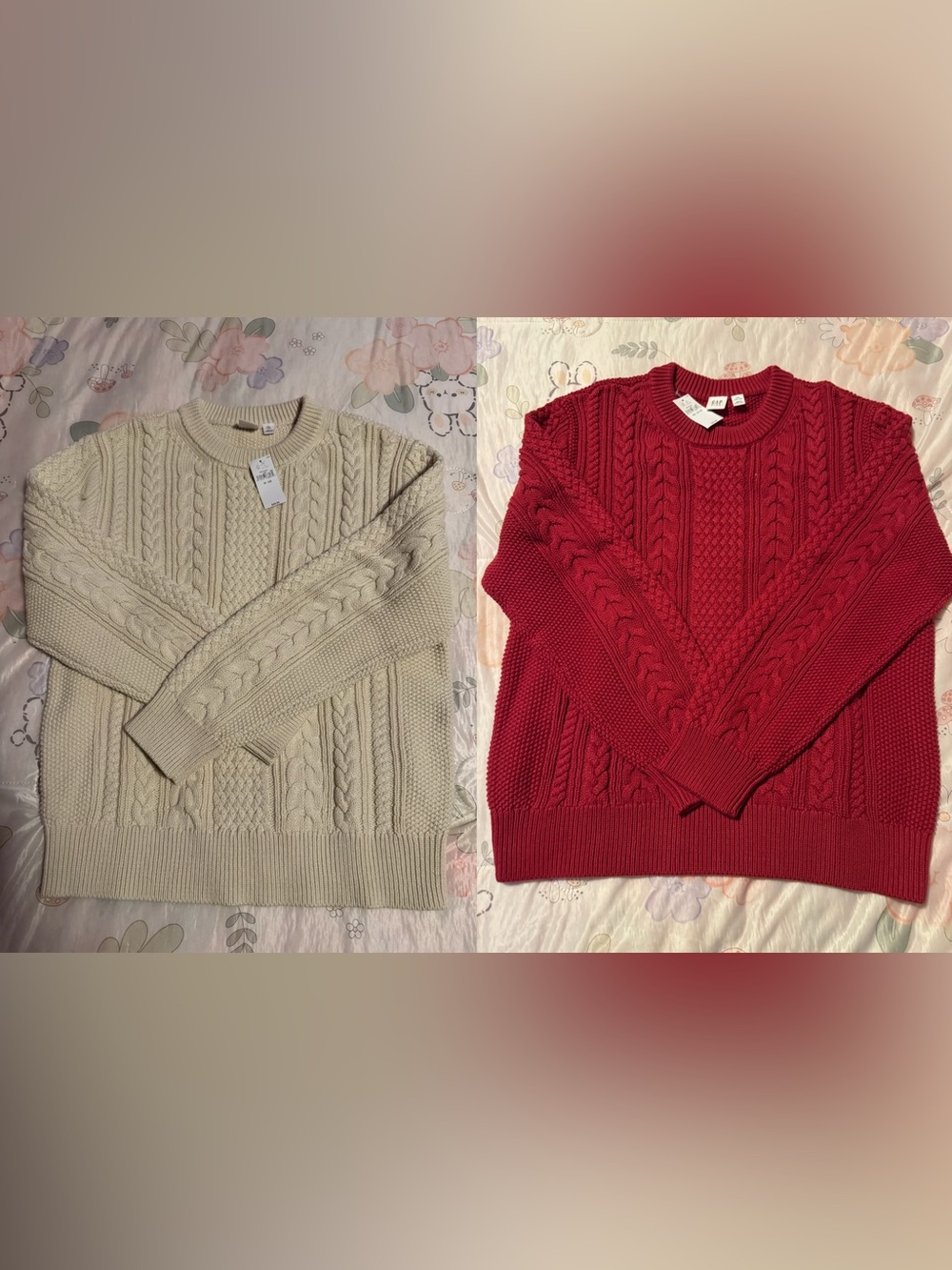 BREAND NEW GAP Cable Knit Crewneck Sweaters in Red and Cream ( 2 pieces)
